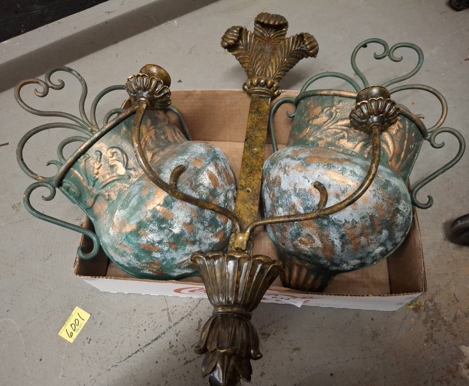 Pair Ornate Metal Wall Sconce Planters