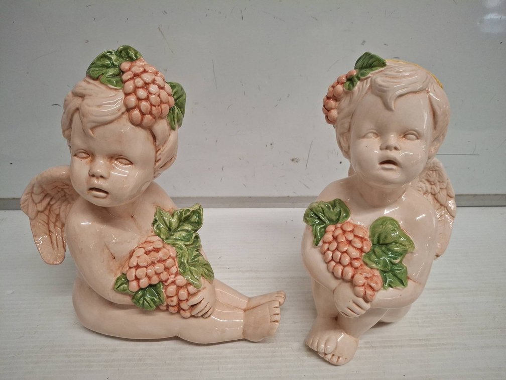 Ceramic Cherub Figurines with Wings
