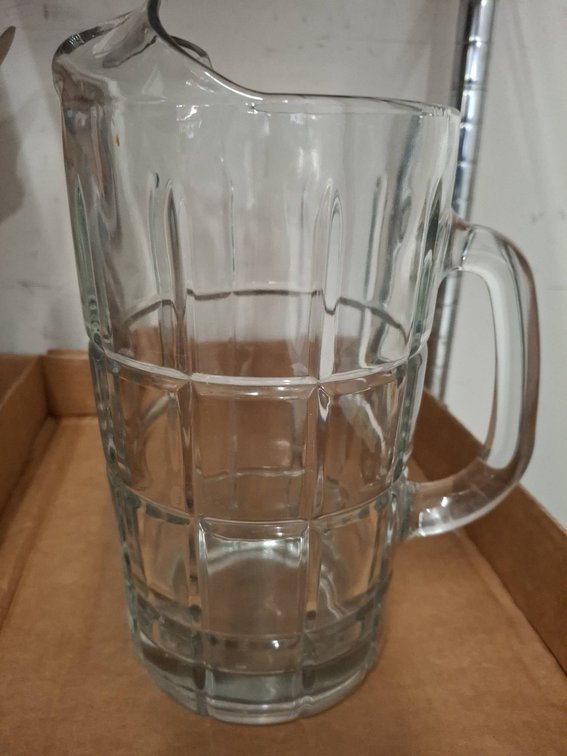 Clear Glass Pitcher with Handle and Pour Spout