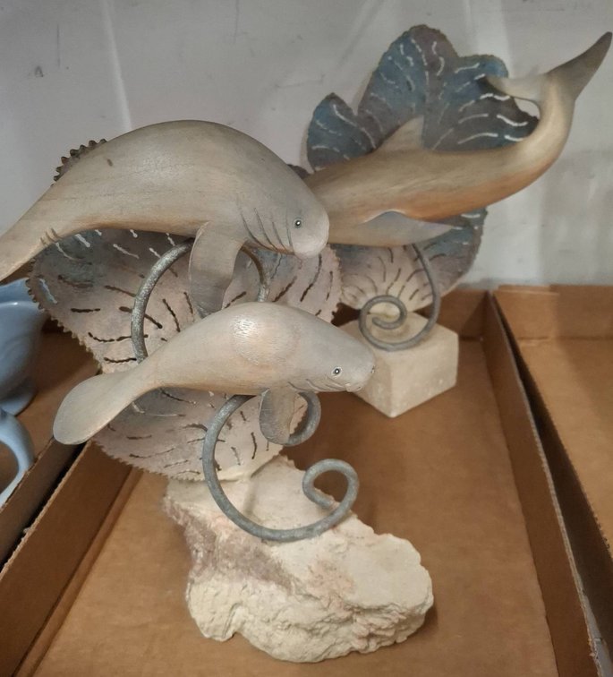 Resin Sea Life Decor With Manatees And Dolphin