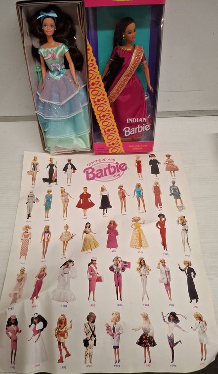 Barbie Dolls & 1997 Mattel Barbie Poster Lot