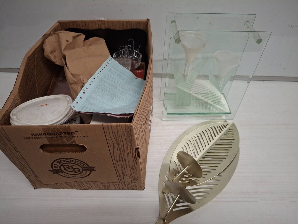 Decorative Glass Flower Sculpture & Mixed Lot