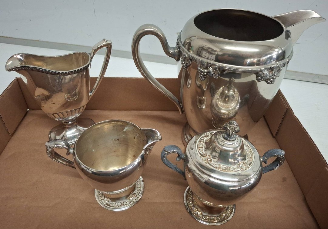 Silverplate Tea and Creamer Set, 4 Pieces