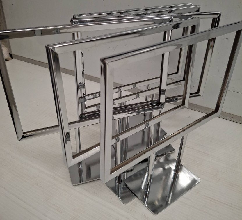 Modern Chrome Geometric Tabletop Sculpture