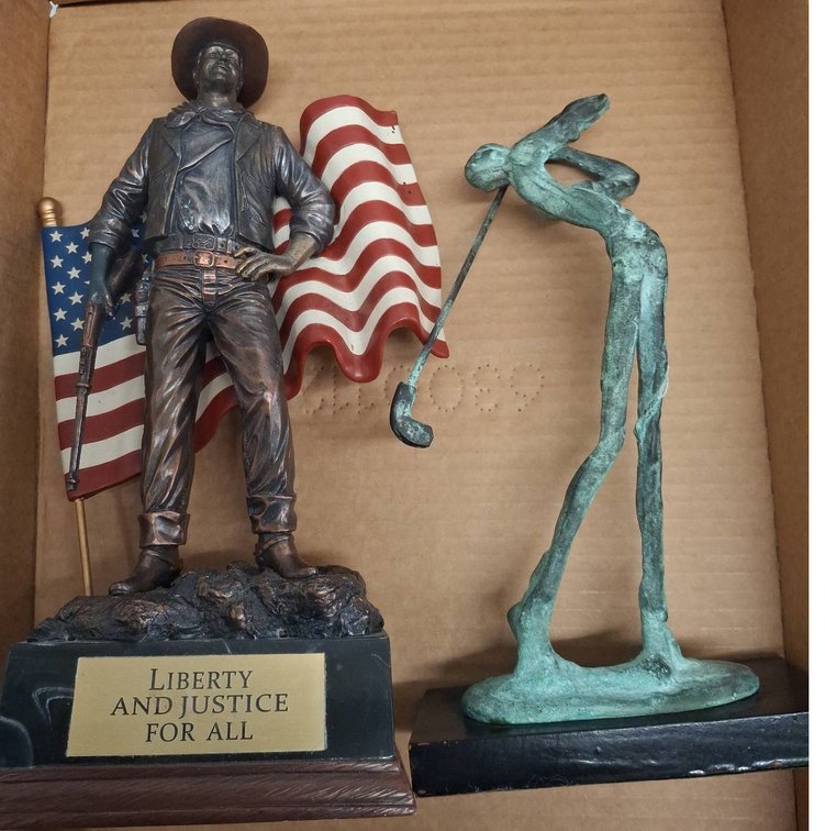 John Wayne Statue & Abstract Golfer Sculpture