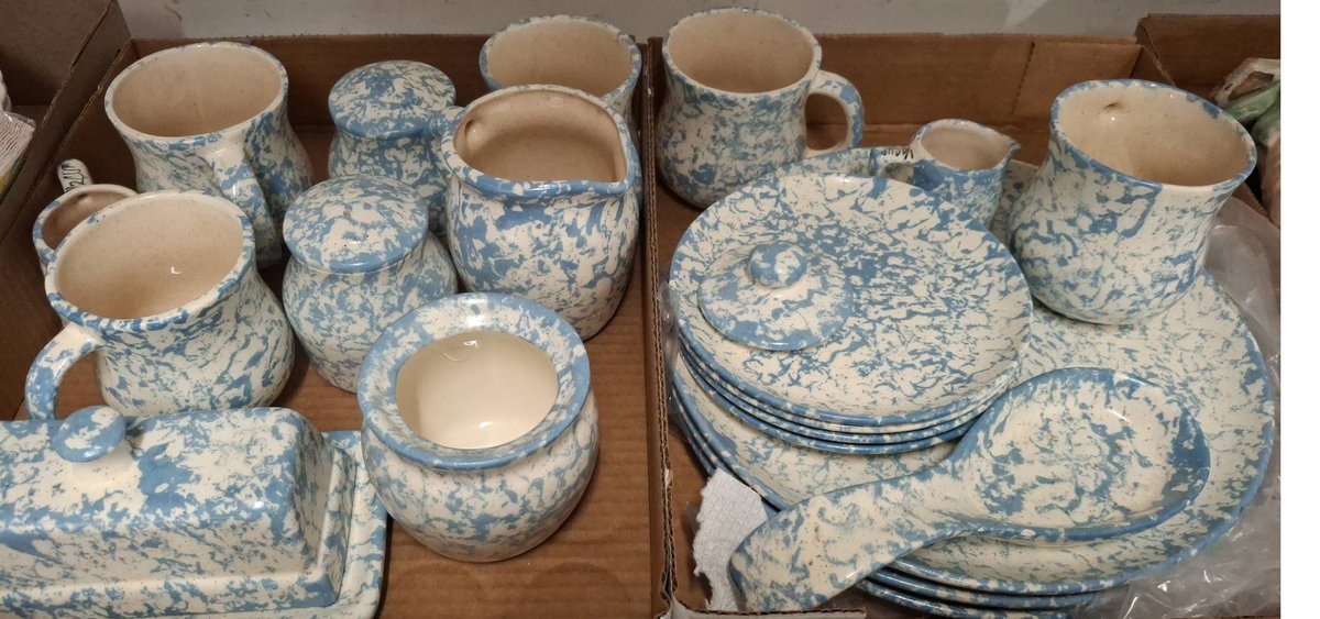 Blue and White Handmade Pottery Kitchenware Set