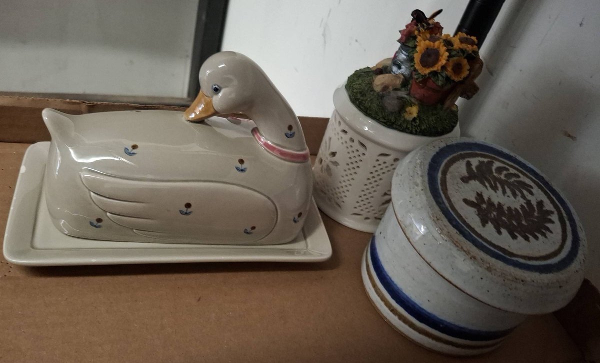 Otagiri Japan Duck Butter Dish, 2 Ceramic Jars