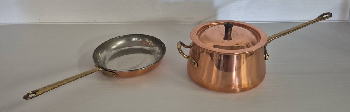Copper Pot With Lid And Frying Pan Set