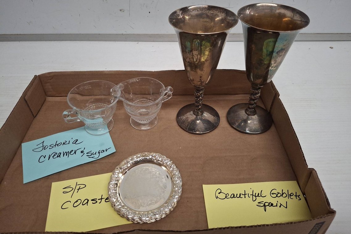 Alberon Spain Goblets, Fostoria Creamer & Sugar