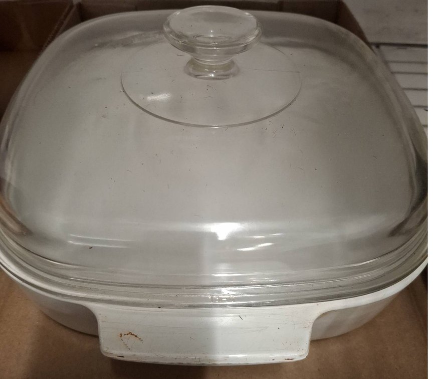 White Glass Covered Baking Dish with Lid