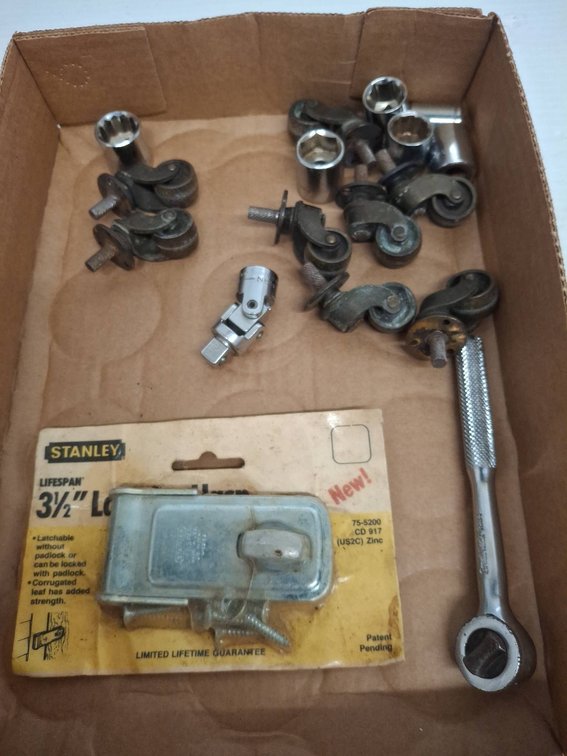 Stanley 3.5" Latch, Casters, and Tools Lot