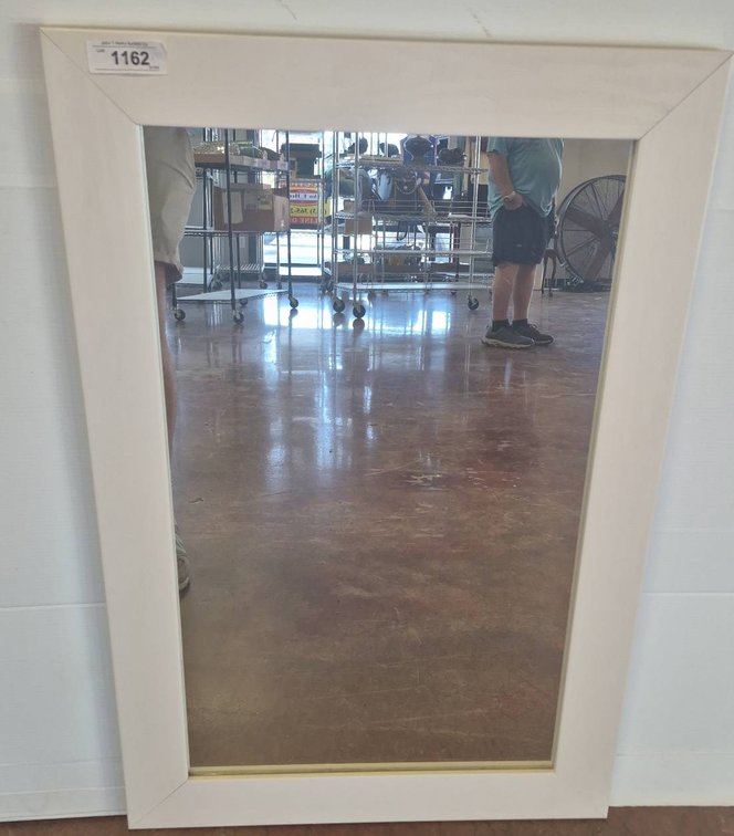 White Wood Framed Wall Mirror 24x36 Inches