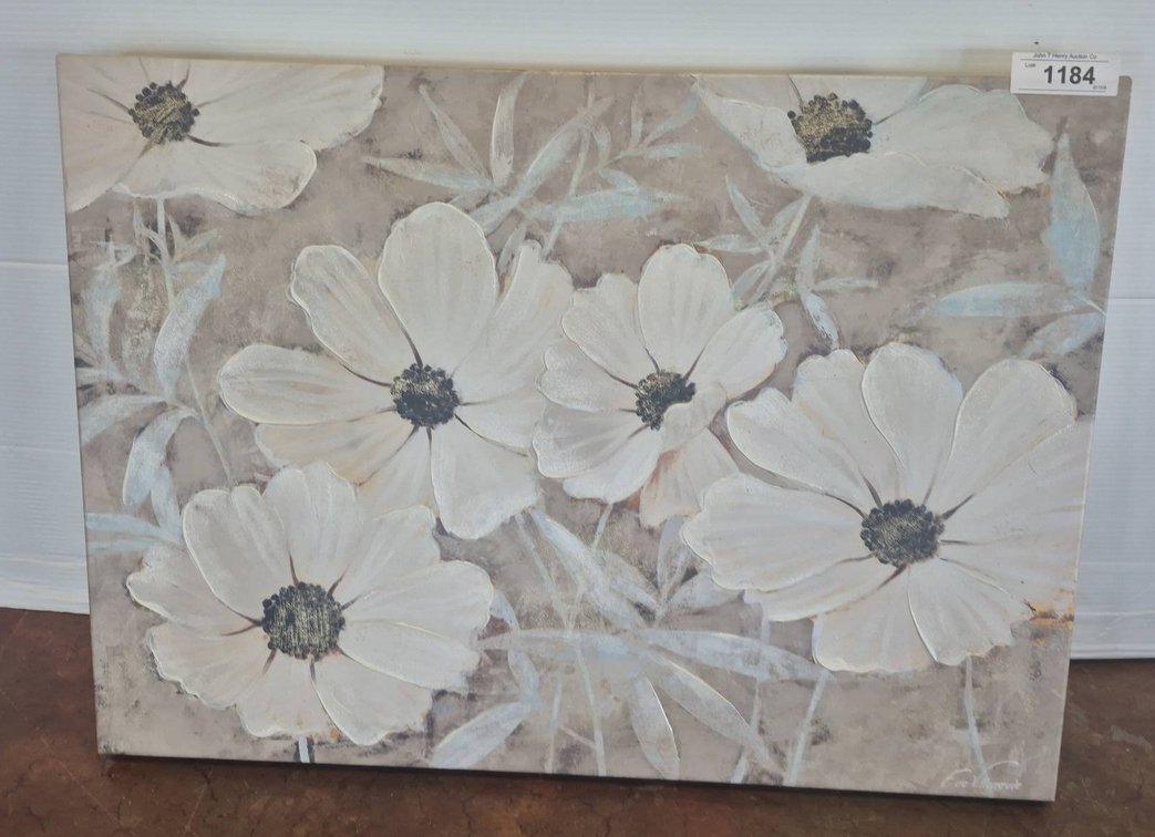 F. de Villenueve 28x20 Floral Canvas Art