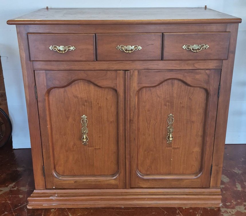 Wood Cabinet with Drawers and Doors, 37x21x36