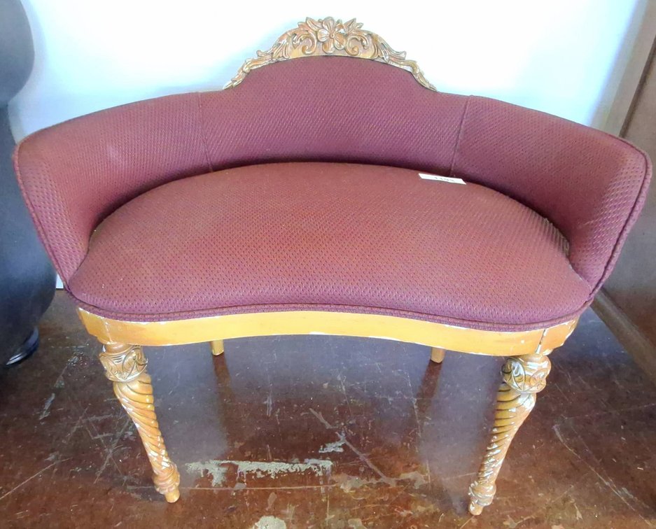 Wood Frame Upholstered Vanity Stool