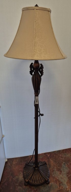 Ornate 61" Bronze-Tone Floor Lamp With Shade