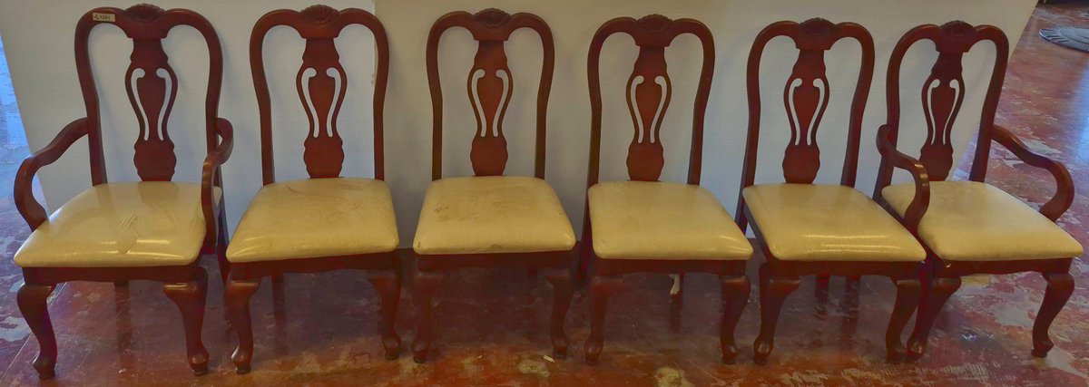 6 Wood Dining Chairs with 18" Seats