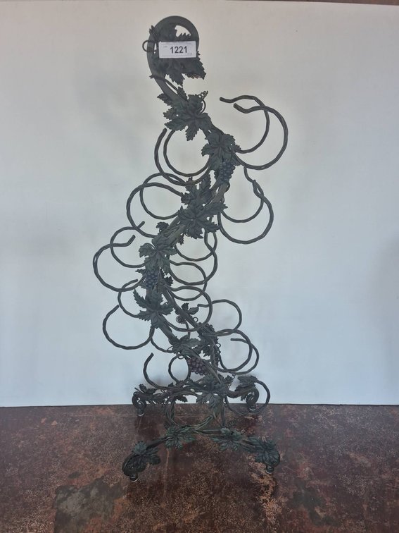 Wrought Iron Grape Motif Wine Rack 17x11x42
