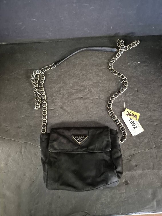 Prada Black Nylon Crossbody Bag With Chain Strap