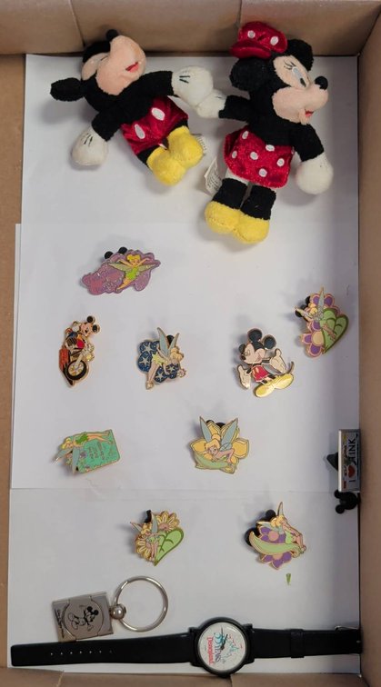 Disney Pins, Plush Minnie & Mickey, Watch Lot
