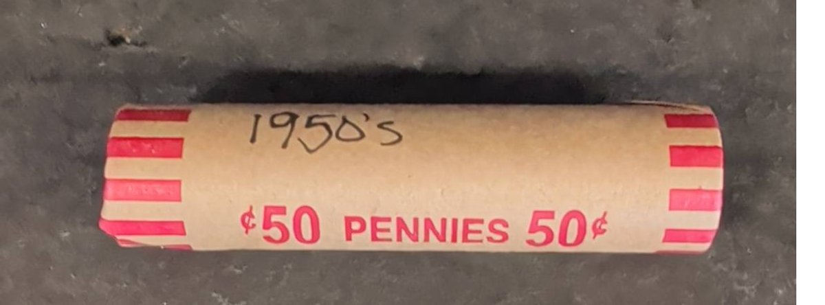 1950s Wheat Penny Roll, 50 Cents Face Value