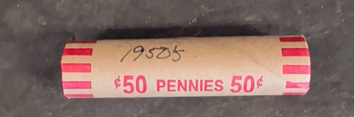 Roll of 50 Pennies Marked 1950s