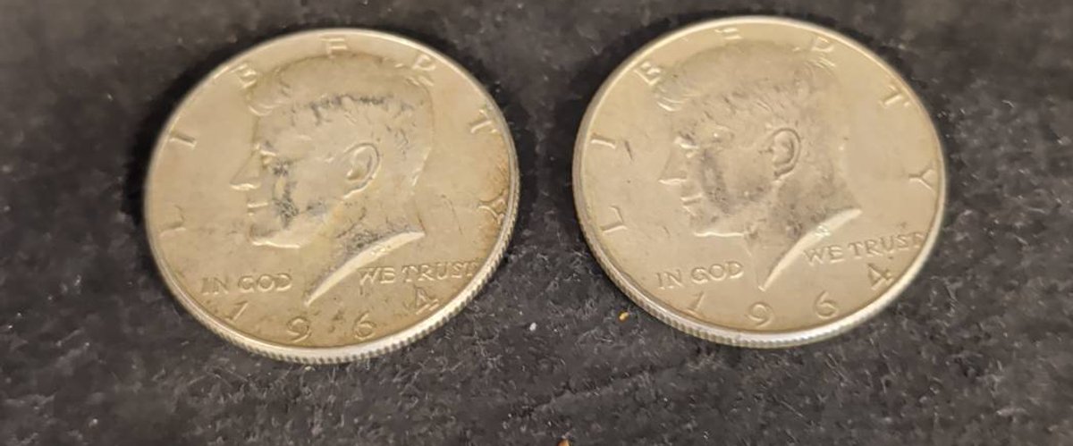 2 Kennedy Half Dollar Coins 1964
