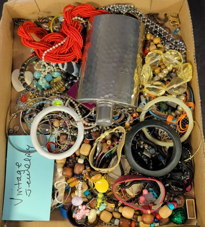 Costume Jewelry With Metal Flask