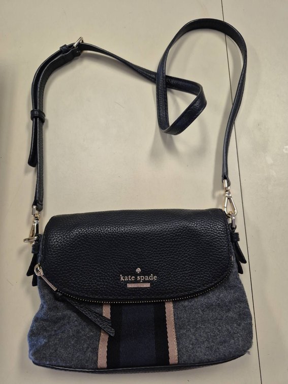 Kate Spade Crossbody Bag Black Gray Stripe