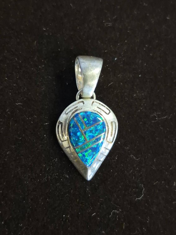 Sterling Silver 925 Teardrop Inlay Pendant