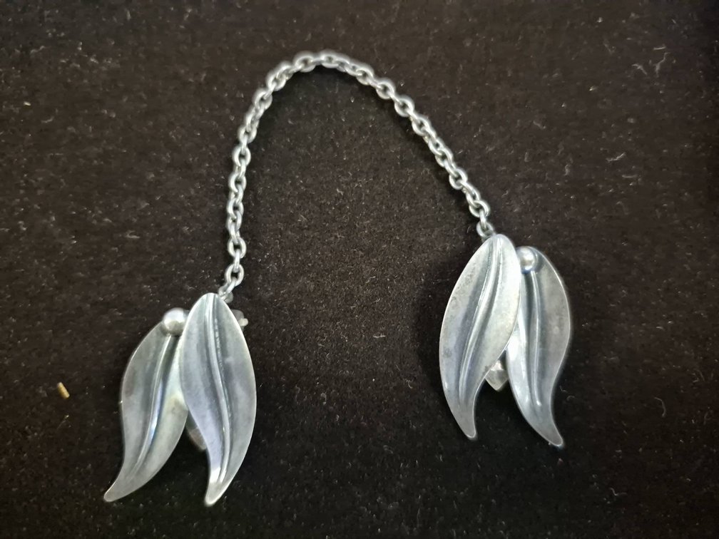 Sterling Silver Double Leaf Sweater Clips