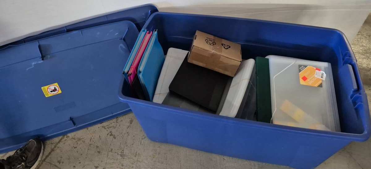Large Tote of Office and School Supplies