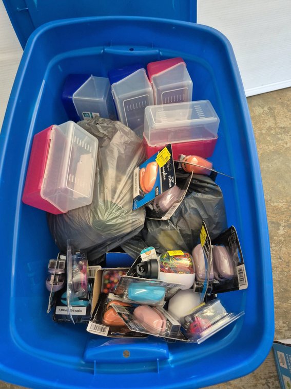 Large Tote With Office Supplies, Boxes, Staples