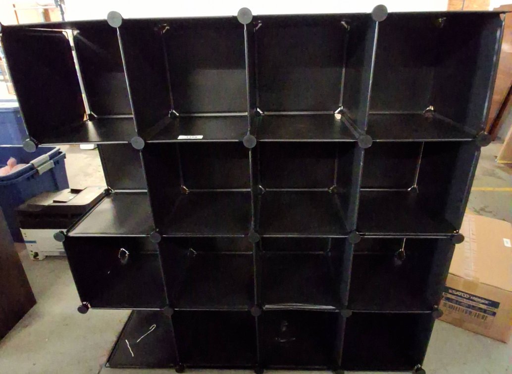 Modular Black Cubby Storage Shelf Unit 48x12x49