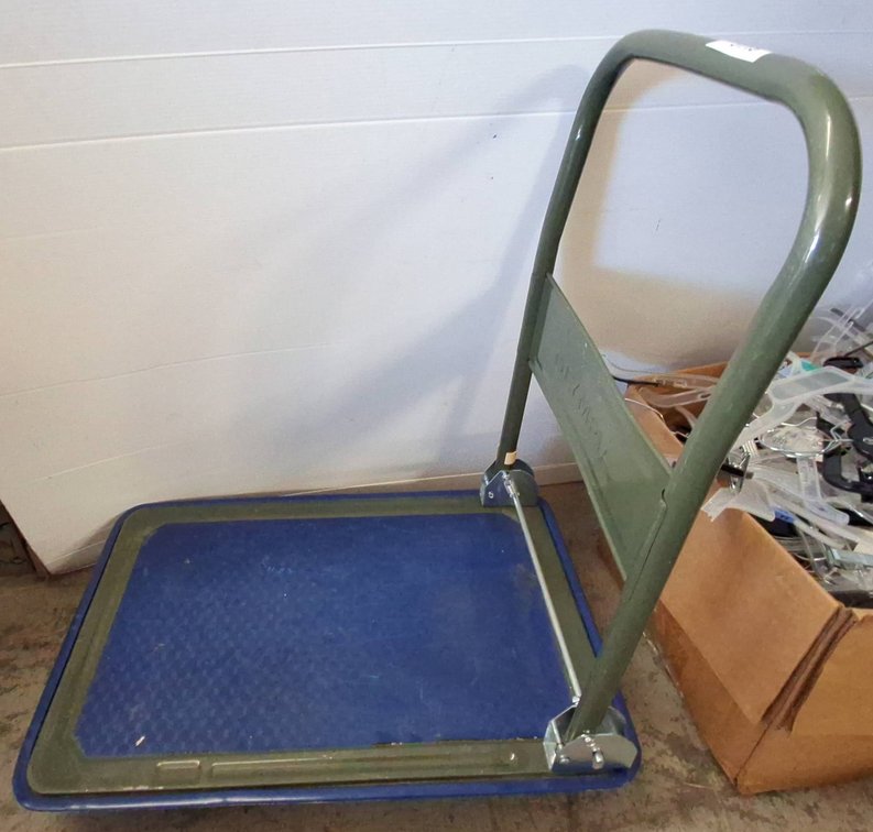Blue Platform Dolly with Metal Folding Handle