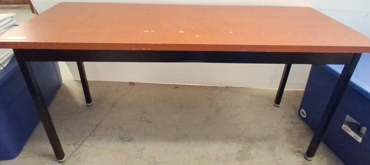 Rectangular Table Wood Top Metal Base 60x24x29