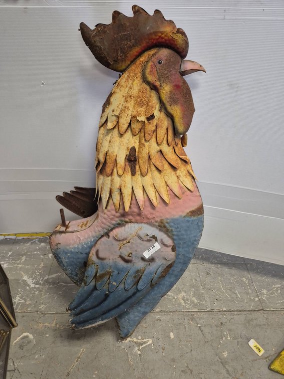 Metal Rooster Garden Sculpture 16x54 Inch