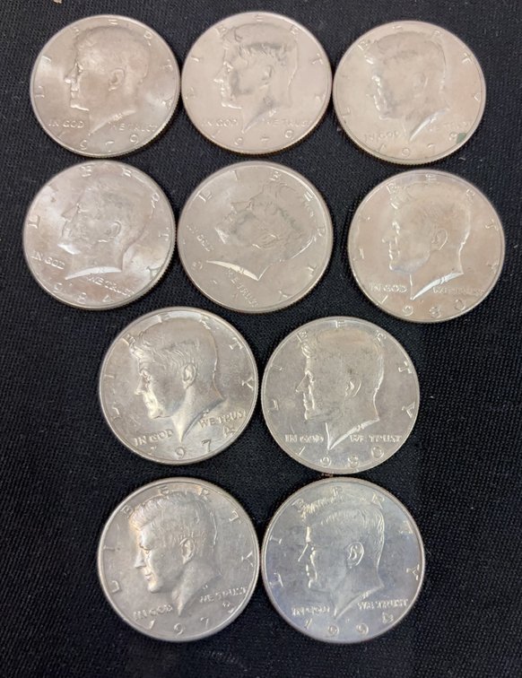10 Kennedy Half Dollar Coins