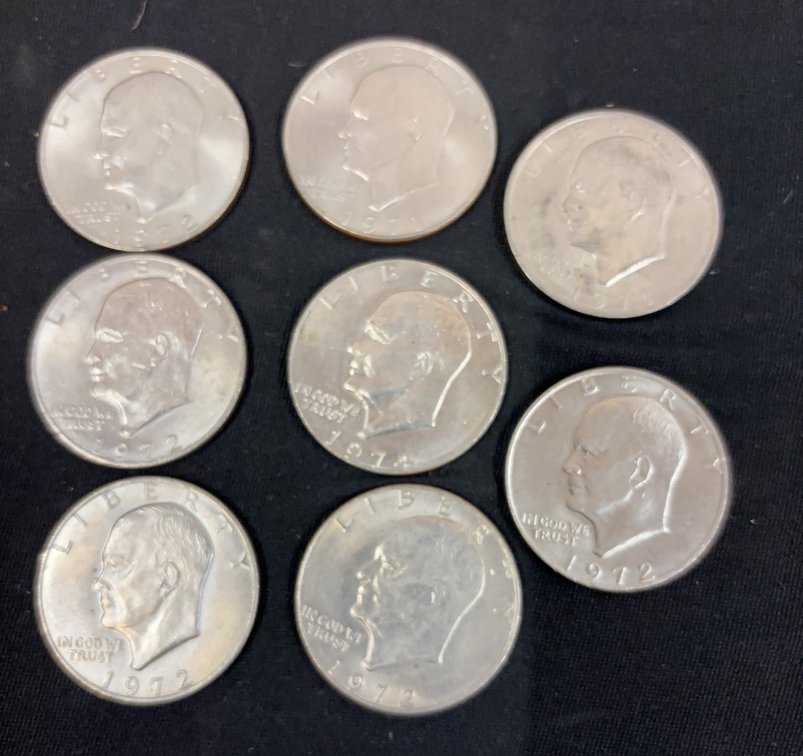 8 Eisenhower Dollars, 1972-1977, Mixed Years