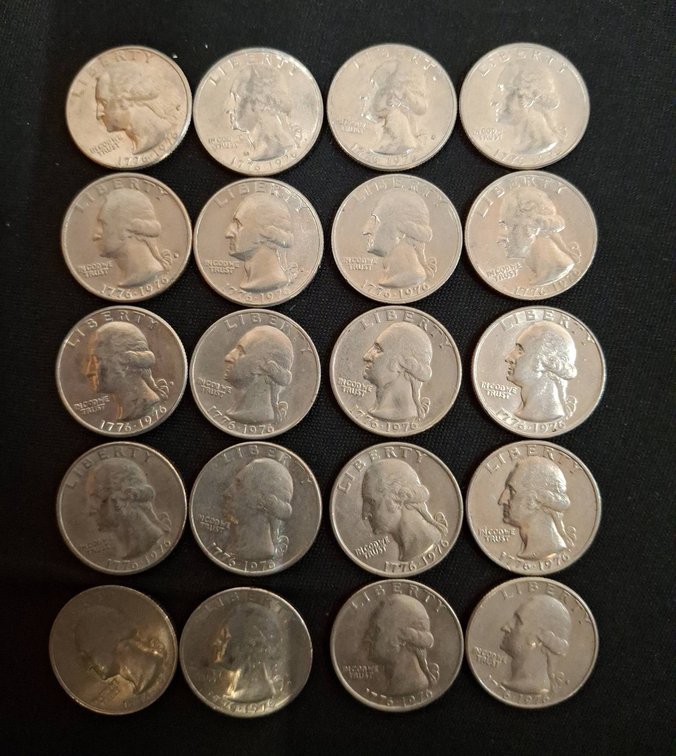 20 Bicentennial Washington Quarter Dollars
