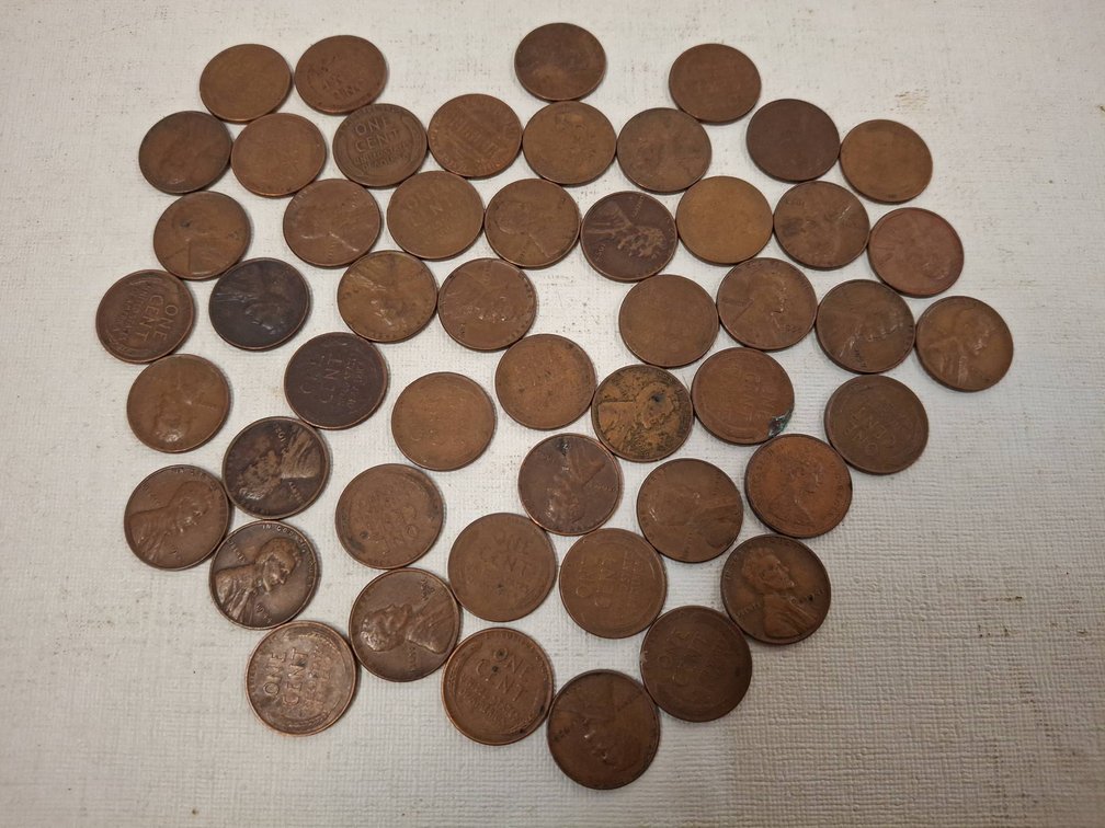 50 Wheat Back Lincoln One Cent Coins