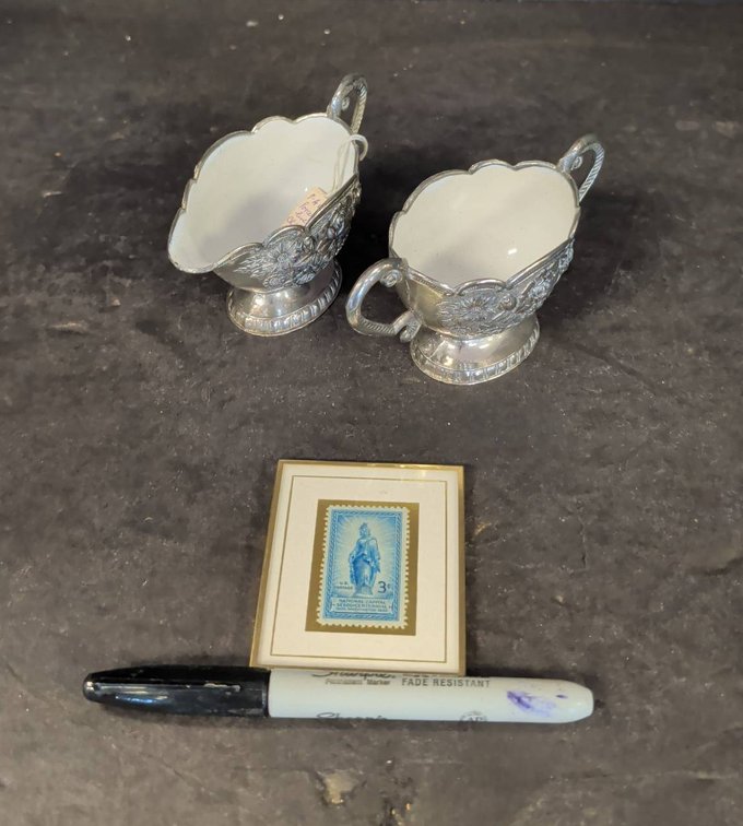 Porcelain Creamer & Sugar London Overlay Pair