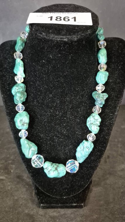 Chunky Turquoise and Faceted Bead Necklace
