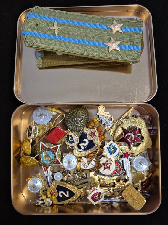 Soviet Military Pins, Badges & Epaulettes Lot