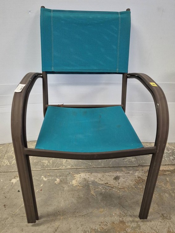 Blue Mesh Patio Chair With Metal Frame