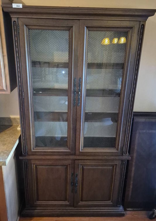 Wood China Cabinet With Mesh Doors 42x12x80"