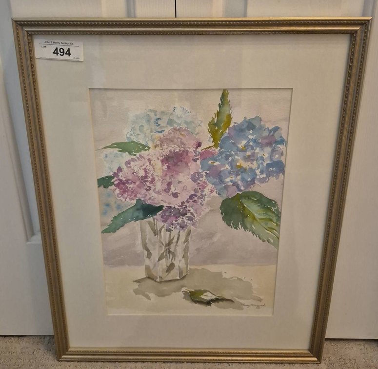 Framed Floral Watercolor Signed Nancy Bremmerd
