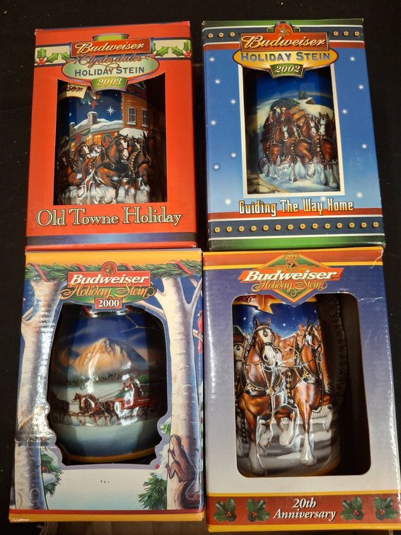 Budweiser Holiday Stein Mugs 1999-2003 Set of 4