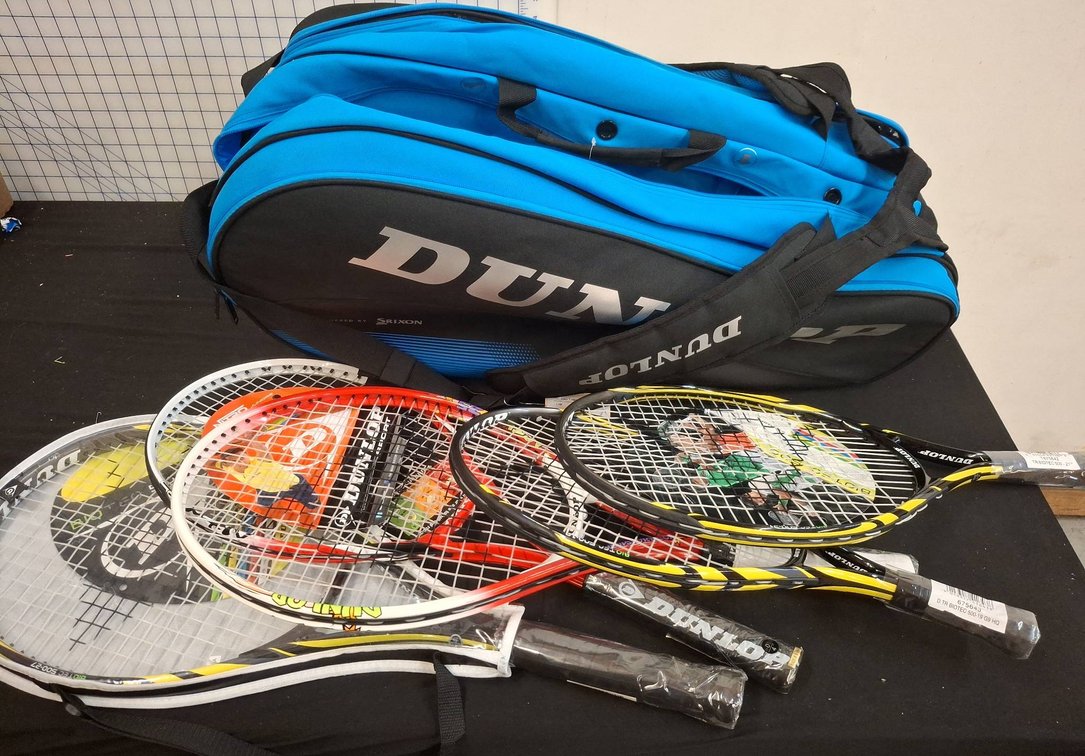 Dunlop Racquet Bag With New Tennis Rackets