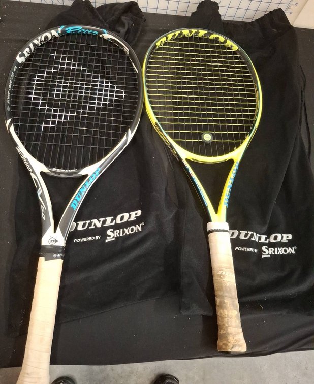 2 Dunlop Tennis Racquets with Bag Cases